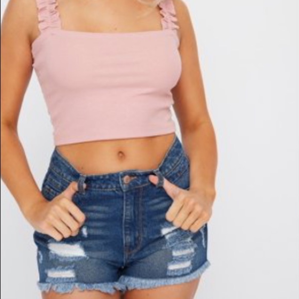 NWT SWS Denim Frayed Hem Distressed Shorts sz 9